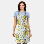 Tablier Aquarelle Fruit citron motif floral (Porté)