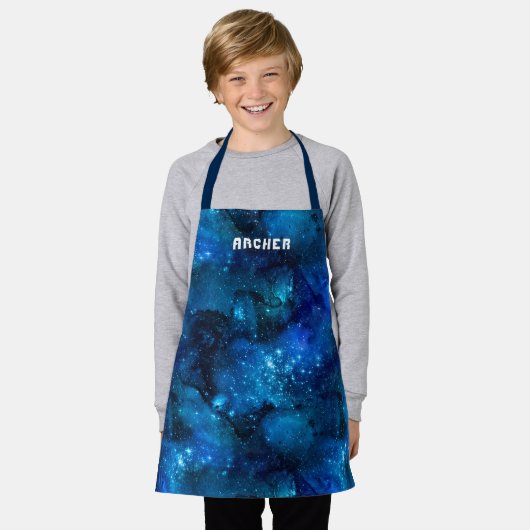 Tablier Aquarelle Galaxy Nebula Nom Bleu (Porté)