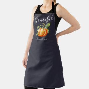 Tablier Aquarelle gracieuse Citrouille Thanksgiving Navy