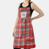 Tablier Aquarelle gris-rouge du buffle de monogramme (Insitu)