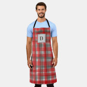 Tablier Aquarelle gris-rouge du buffle de monogramme (Porté)