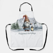 Tablier Aquarelle hiver Gnome de Noël (Recto)
