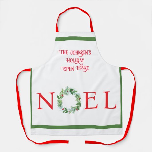 Tablier Aquarelle Hiver Wreath PERSONNALISER (Recto)