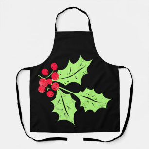 Tablier Aquarelle Holly Feuilles et baies