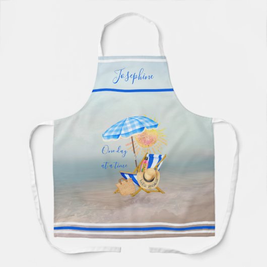 Tablier Aquarelle Humour de plage tropical  (Recto)