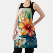 Tablier Aquarelle Jardin hawaïen Hibiscus tropical (Insitu)