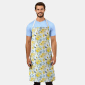 Tablier Aquarelle jaune et bleu Motif (Porté)