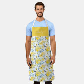 Tablier Aquarelle jaune et bleu Motif (Porté)