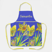 Tablier Aquarelle jonquille Abstraite Fleur Jaune Bleu (Recto)