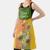 Tablier Aquarelle jonquille Jaune Orange Mums cuisine (Insitu)