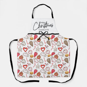 Tablier Aquarelle Joyeux Noël Nom personnalisé Fête