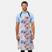 Tablier Aquarelle Lavande rose Pastel Fleurs Printemps (Porté)