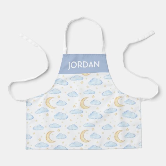 Tablier Aquarelle Lune étoiles et nuages Motif (Recto)
