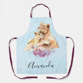 Tablier Aquarelle mignonne Mère Lion & Cub (Recto)