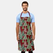 Tablier Aquarelle moderne Arbre de Noël Rouge Vert Motif (Porté)