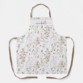 Tablier Aquarelle monochrome Fleurs sauvages Brown Feuille (Recto)