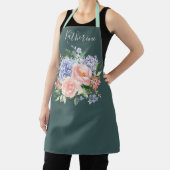 Tablier Aquarelle monogramme bleu rose printemps floral (Insitu)