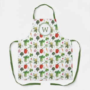 Tablier Aquarelle Monogramme de légumes bio