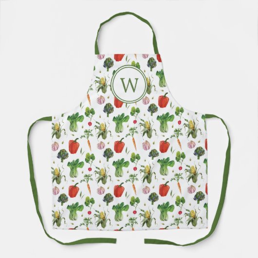 Tablier Aquarelle Monogramme de légumes bio (Recto)