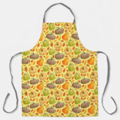 Tablier Aquarelle Motif Citrouilles Feuilles d'automne (Recto)