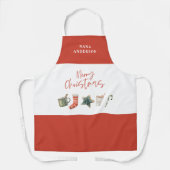 Tablier Aquarelle Noël biscuits boissons sucre de canne Ap (Recto)