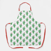 Tablier Aquarelle Noël Père Noël motif de cactus (Recto)
