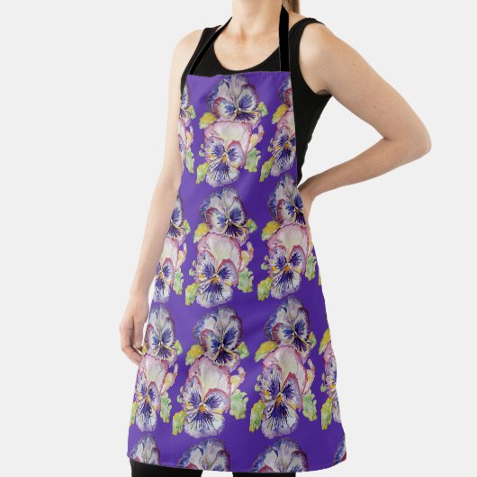 Tablier Aquarelle Pansy Fleur Floral Cuisine Apron (Insitu)