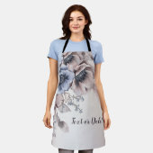 Tablier Aquarelle Pastel Bleu Fleurs Beige Élégant (Porté)