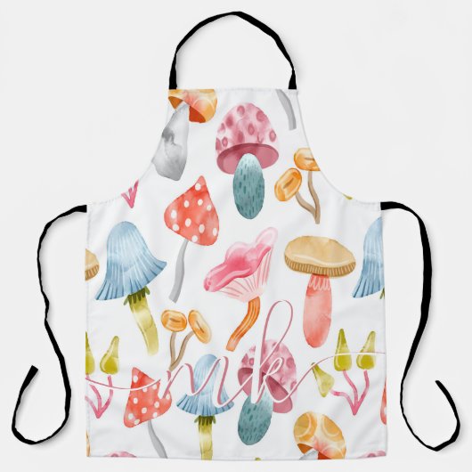 Tablier Aquarelle Pastel Champignons (Recto)
