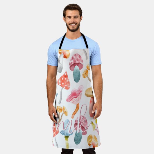 Tablier Aquarelle Pastel Champignons (Porté)
