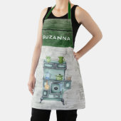 Tablier Aquarelle Pays Cuisine Vert Nom personnalisé (Insitu)