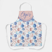 Tablier Aquarelle Pêche Baubles Bleus Gigi Cadeau Noël (Recto)