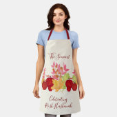 Tablier Aquarelle peinte à la main Feuille Pommes Rosh Has (Porté)