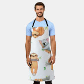 Tablier Aquarelle peinte à la main motif tropical mignon a (Porté)