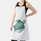 Tablier aquarelle peinte caricature de tortue de mer bleu (Insitu)