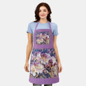 Tablier Aquarelle peinte d'une fleur d'azée violette (Porté)