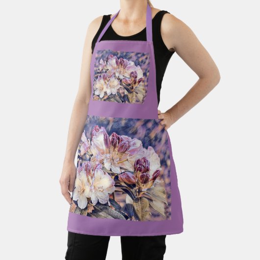 Tablier Aquarelle peinte d'une fleur d'azée violette (Insitu)