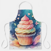 Tablier Aquarelle Peinture Cupcake (Recto)