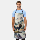 Tablier Aquarelle Peinture de l'orignal en forêt (Porté)