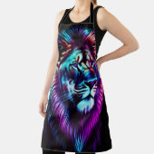 Tablier Aquarelle Peinture Lion bleu pourpre (Insitu)