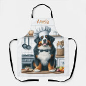 Tablier Aquarelle personnalisée Bernese Mountain Dog Chef (Recto)