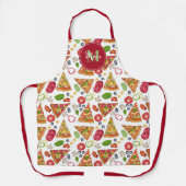 Tablier Aquarelle Pizza Slices Motif Monogramme italien (Recto)