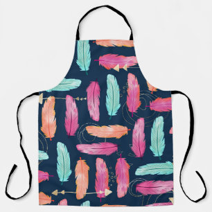 Tablier Aquarelle plumes sans couture motif boho avec fea