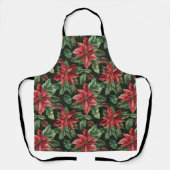 Tablier Aquarelle Poinsettia fleur Noël (Recto)