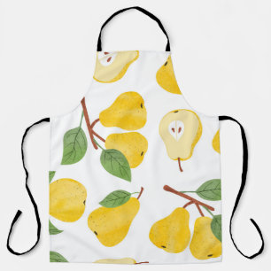 Tablier Aquarelle Poires Motif de fruits Vintage