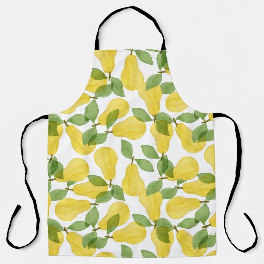 Tablier Aquarelle Poires : Motif peint à la main (Recto)