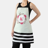 Tablier Aquarelle rose et blanc Roses Cercle de couronne (Insitu)