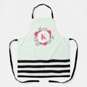 Tablier Aquarelle rose et blanc Roses Cercle de couronne (Recto)