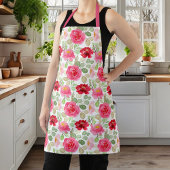 Tablier Aquarelle Rose Et Rouge Rose Florale