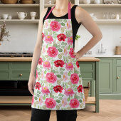 Tablier Aquarelle Rose Et Rouge Rose Florale
